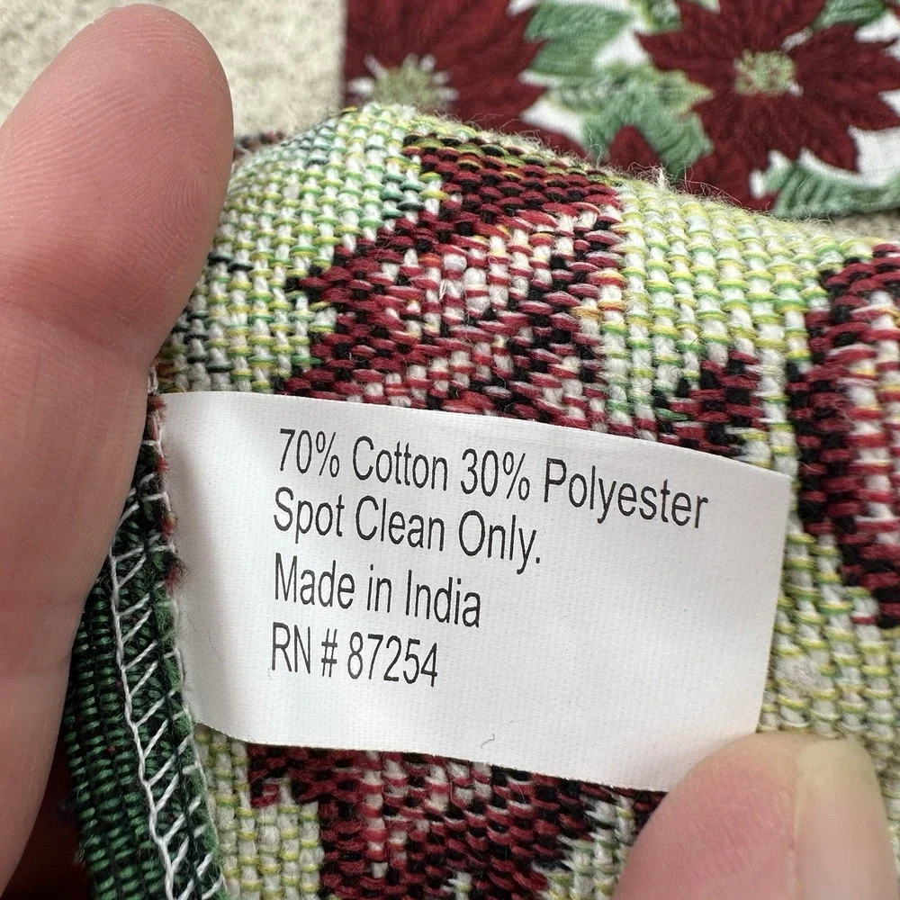 Set / Lot Of 10 Christmas Placemats Tapestry Poinsettias Red Flowers 18.5